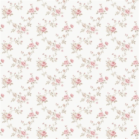 Multi Floral Trail Pink Wallpaper