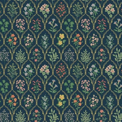 Multicolor Hawthorne Vintage Botanical Arches Rifle Paper Wallpaper