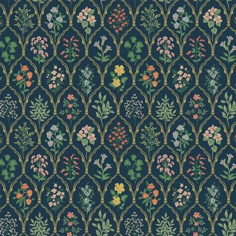 Multicolor Hawthorne Vintage Botanical Arches Rifle Paper Wallpaper