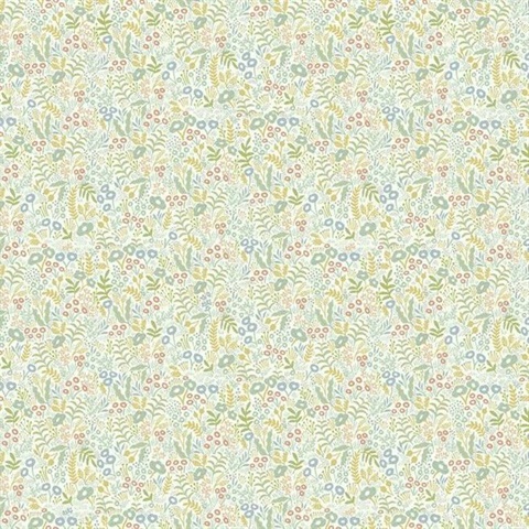 Multicolor Tapestry Blooming Flowers Buds and Leaves Rifle Paper Wallp