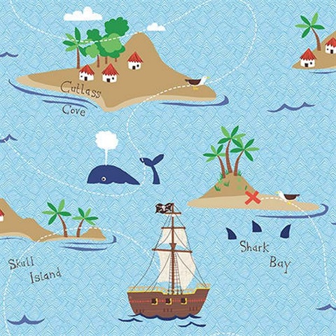 Multicolored Buried Treasure Pirate Wallpaper