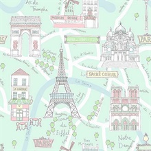 Multicolored Paris Toile Wallpaper