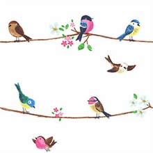 Multicolored Sweet Tweet Cute Bird's On A Wire Wallpaper