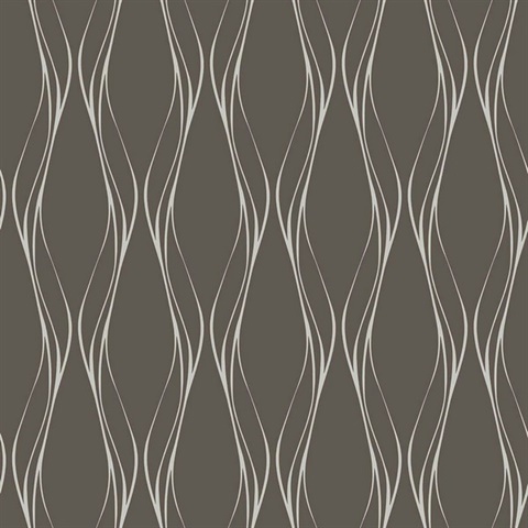 Muse Veritcal Wavy Stripe Black Wallpaper