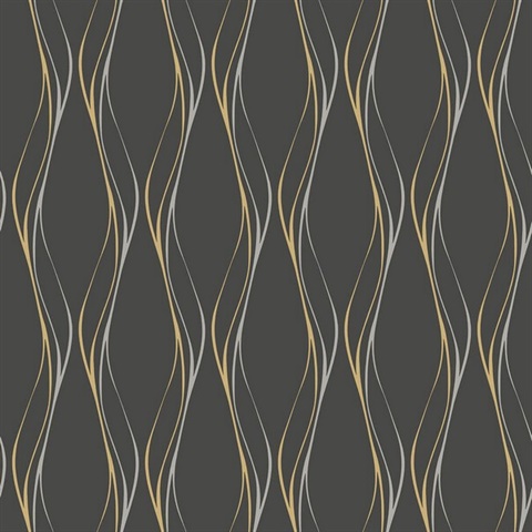 Muse Veritcal Wavy Stripe Black Wallpaper