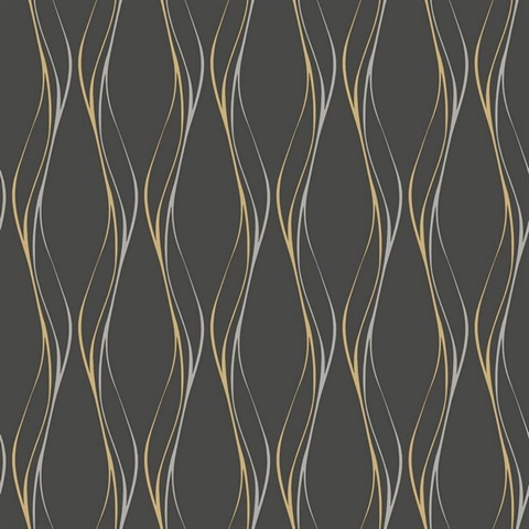 Muse Veritcal Wavy Stripe Black Wallpaper