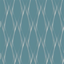 Muse Veritcal Wavy Stripe Blue Wallpaper