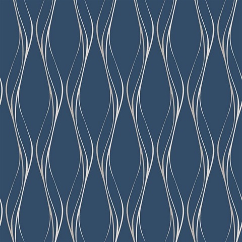 Muse Veritcal Wavy Stripe Blue Wallpaper