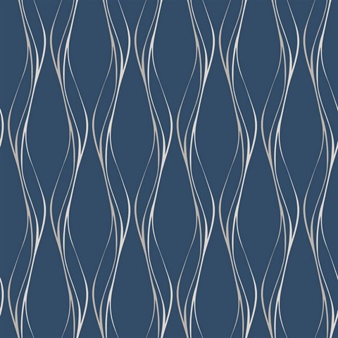 Muse Veritcal Wavy Stripe Blue Wallpaper