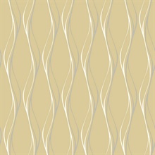 Muse Veritcal Wavy Stripe Gold Wallpaper