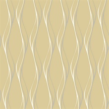 Muse Veritcal Wavy Stripe Gold Wallpaper