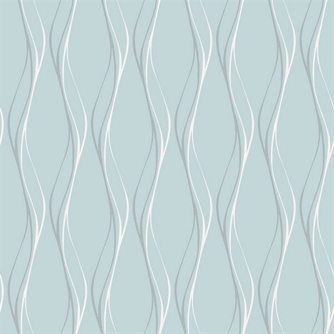 Muse Veritcal Wavy Stripe Light Blue Wallpaper