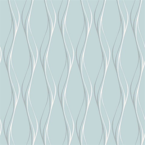 Muse Veritcal Wavy Stripe Light Blue Wallpaper