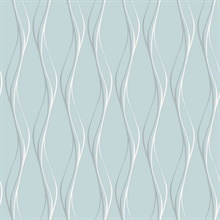 Muse Veritcal Wavy Stripe Light Blue Wallpaper