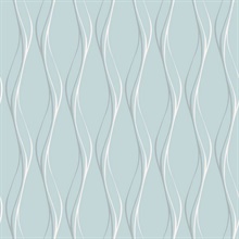 Muse Veritcal Wavy Stripe Light Blue Wallpaper