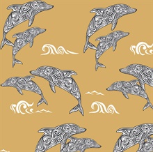 Mustard Paisley Dolphin Wallpaper
