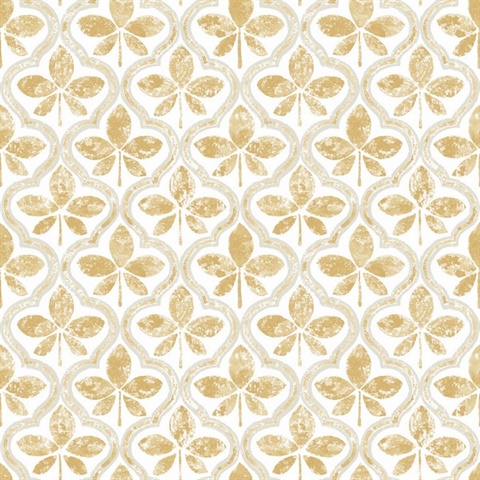 Mustard Yellow Sevilla Floral Damask Wallpaper