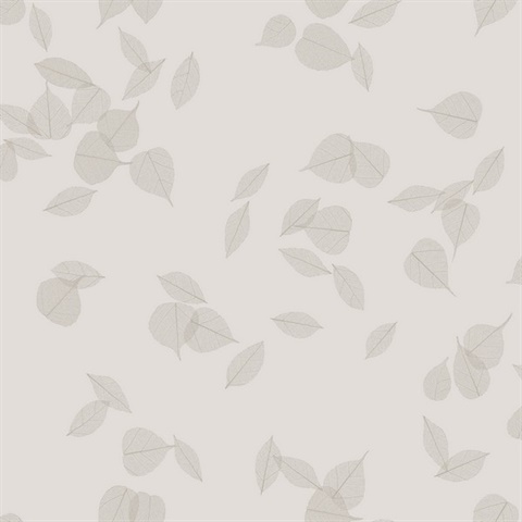 Myles Light Grey Leaves Wallpaper