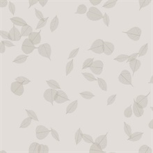 Myles Light Grey Leaves Wallpaper
