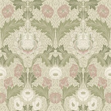 Myrtle Mauve Floral Ogee Wallpaper