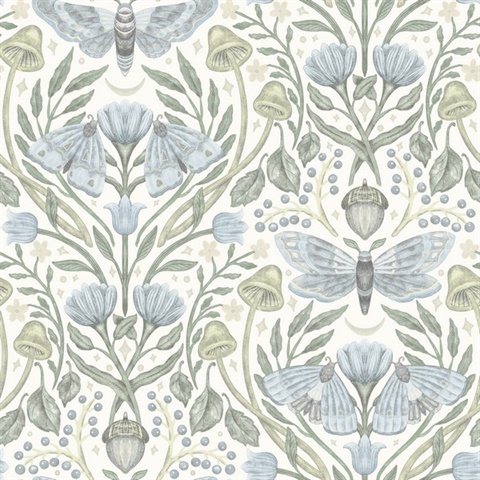 Mystic Moth Sky Blue Forest Magic Wallpaper