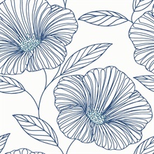 Mythic Blue Large Floral Wallpaper