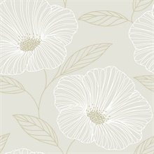 Mythic Dove & Gold Large Floral Wallpaper