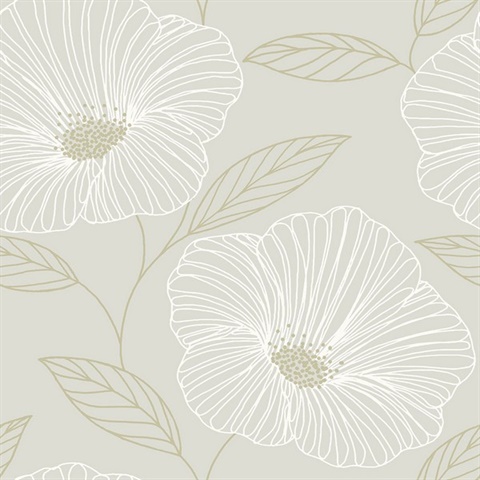 Mythic Light Grey Floral Wallpaper