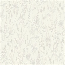 Nami White Slightly Textured Flowers Wallpaper