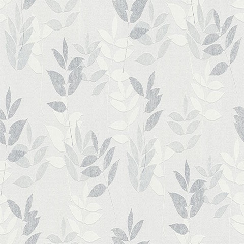 Napali Light Grey Slightly Textured Leaf Wallpaper