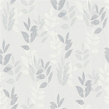 Napali Light Grey Slightly Textured Leaf Wallpaper