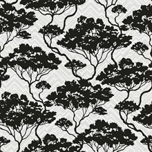 Nara Stringcloth Botanical Onyx & Fog Wallpaper