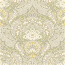 Nasrin Light Grey Large Floral Damask Wallpaper