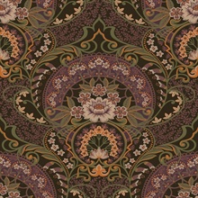 Nasrin Purple Large Floral Damask Wallpaper