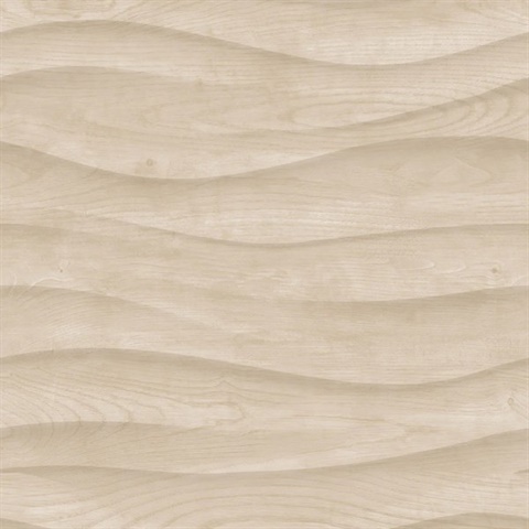 Natural Drift Wavy Wood Structure Beige Wallpaper
