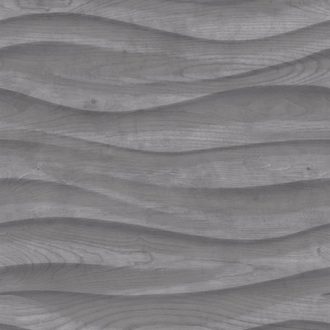 Natural Drift Wavy Wood Structure Dark Grey Wallpaper