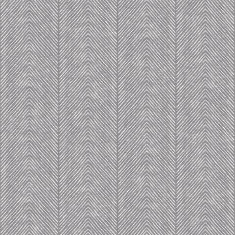 Natural Herringbone Dark Grey Wallpaper