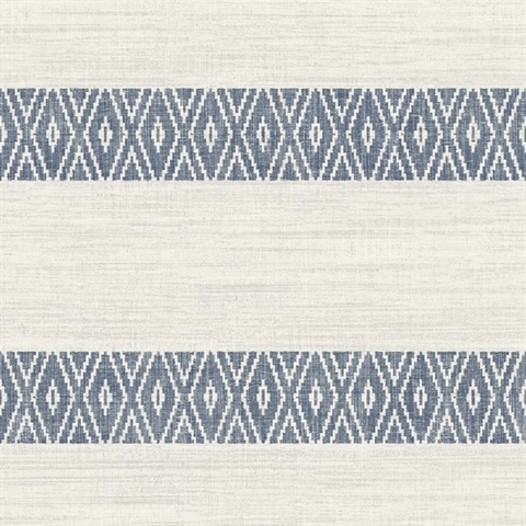 Nautical Blue Alani Southwest Stripe Wallpaper