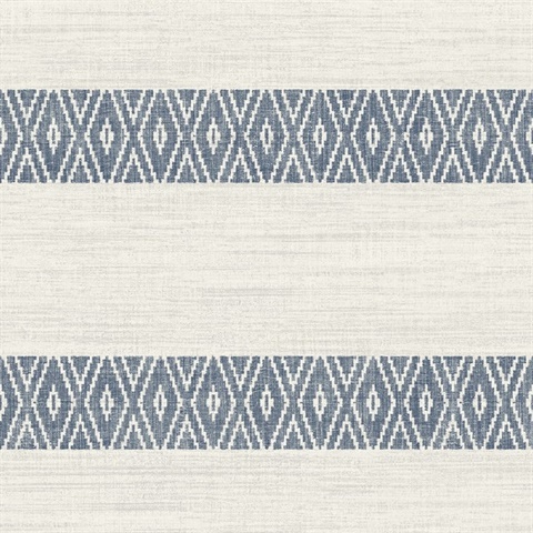 Nautical Blue Alani Southwest Stripe Wallpaper