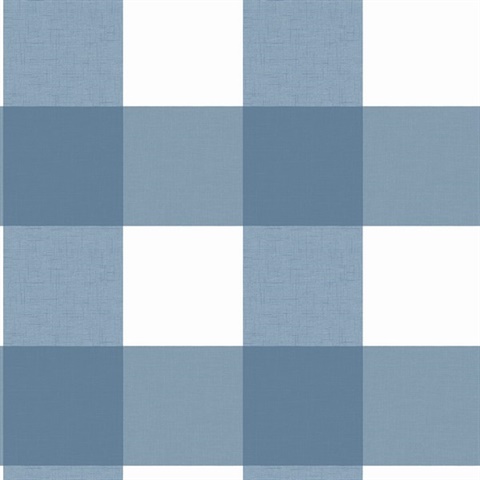 Navy Amos Navy Gingham Plaid Wallpaper