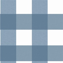 Navy Amos Navy Gingham Plaid Wallpaper