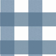 Navy Amos Navy Gingham Plaid Wallpaper