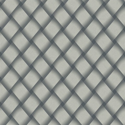 Navy Bayside Large Basket Weave Wallpaper