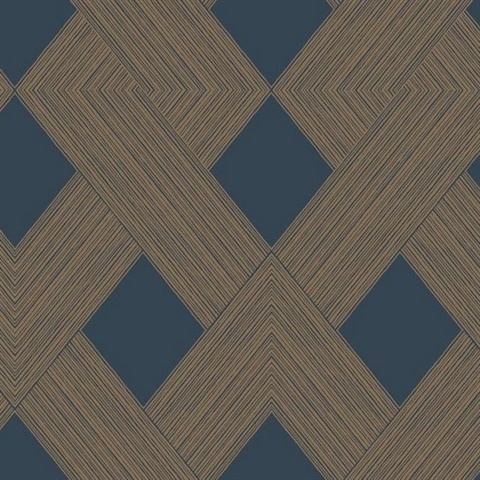 Navy Beveled Edge Geometric Wallpaper
