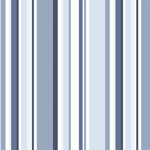 Navy, Blue and Indigo Step Stripe Prepasted Wallpaper