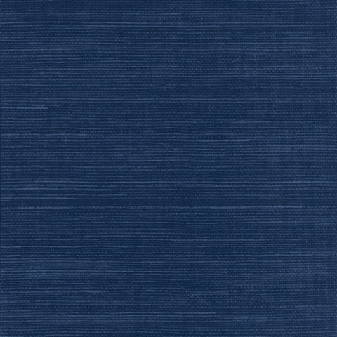 Navy Blue Blue Natural Grasscloth Wallpaper
