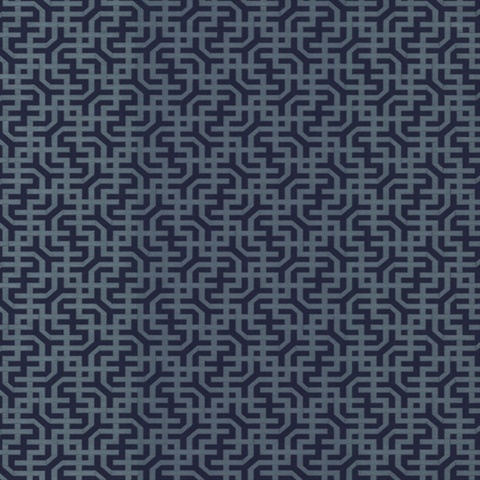 Navy Blue Dynastic Lattice Geometric Asian Inspired Wallpaper
