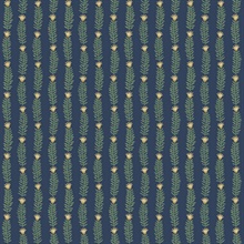 Navy Blue & Green Eden Vertical Leaf Stripe Wallpaper