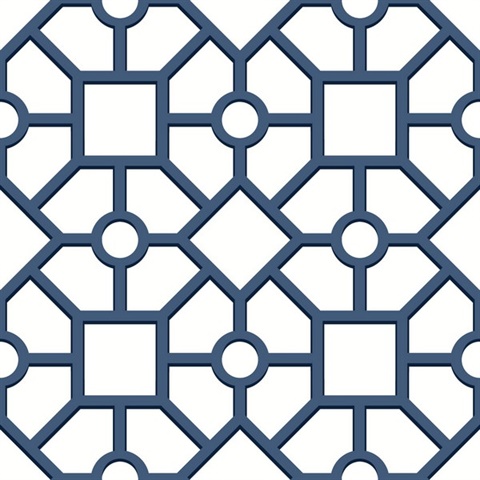 Navy & Blue Hedgerow Trellis Peel and Stick Wallpaper