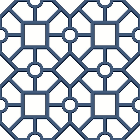 Navy & Blue Hedgerow Trellis Peel and Stick Wallpaper